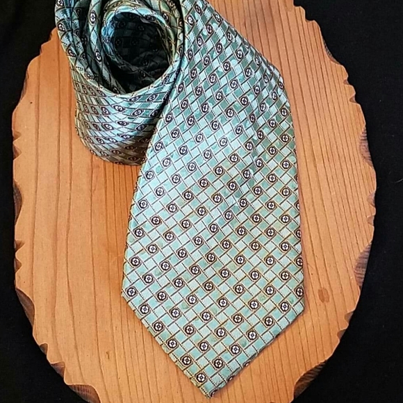 Ermenegildo Zegna Green Pattern Tie - Picture 1 of 4
